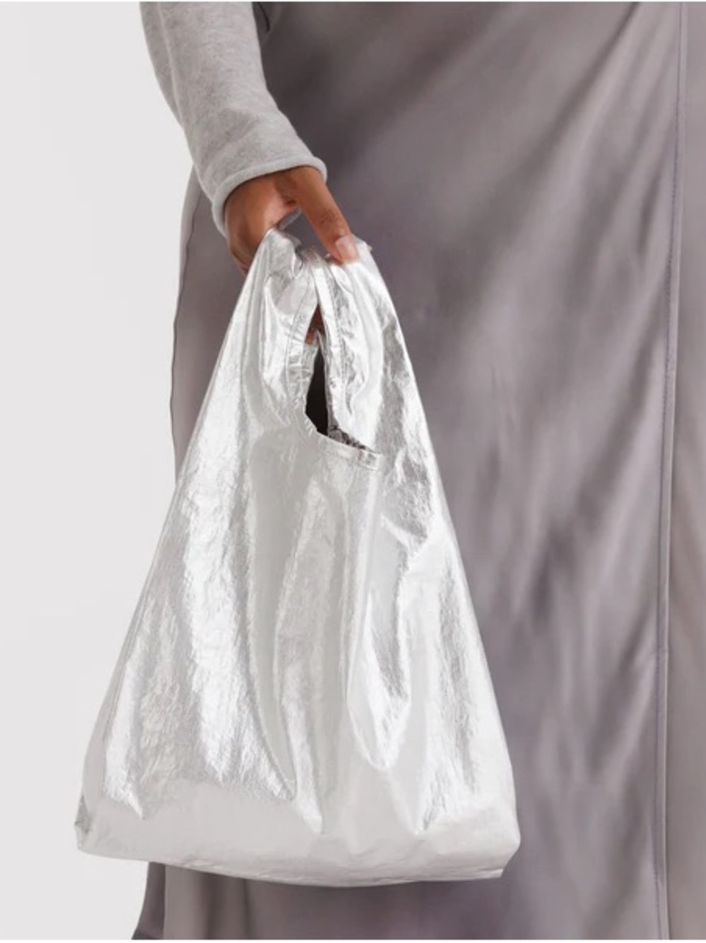 BAGGU Chrome Metallic Baby Baggu Reuseable Tote Bag